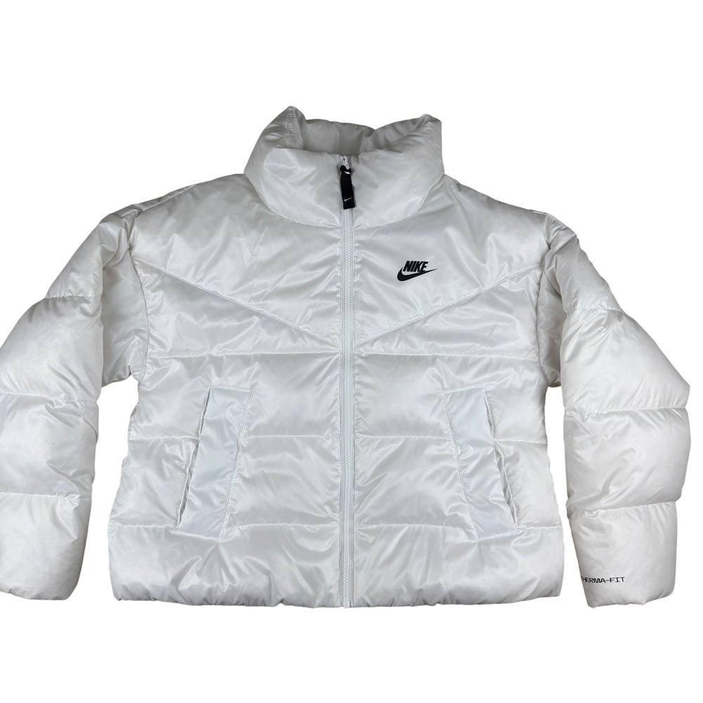 Nike Therma-FIT Women's White Puffer Jacket Full Zip Stand Collar XS‎